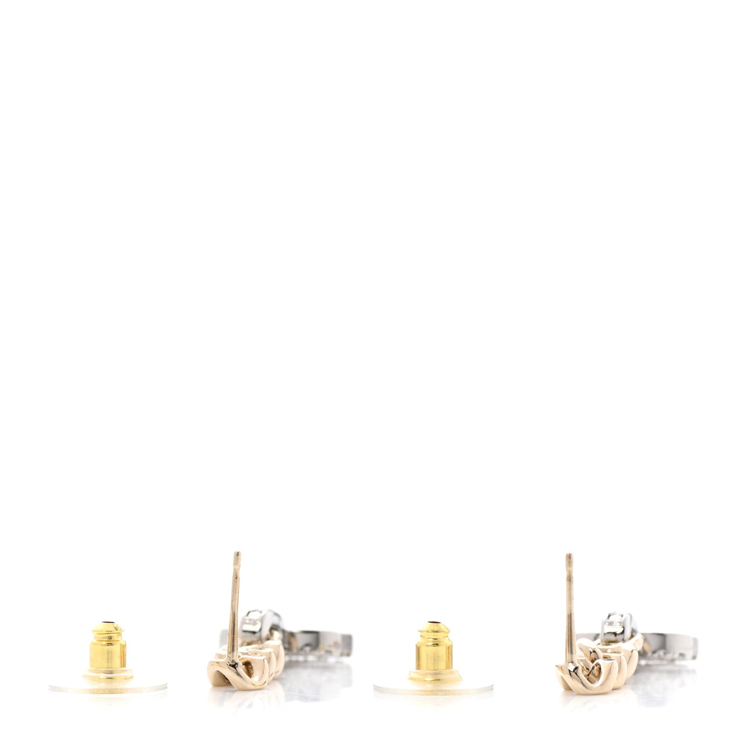 Metal Crystal CC Chain Drop Earrings Gold