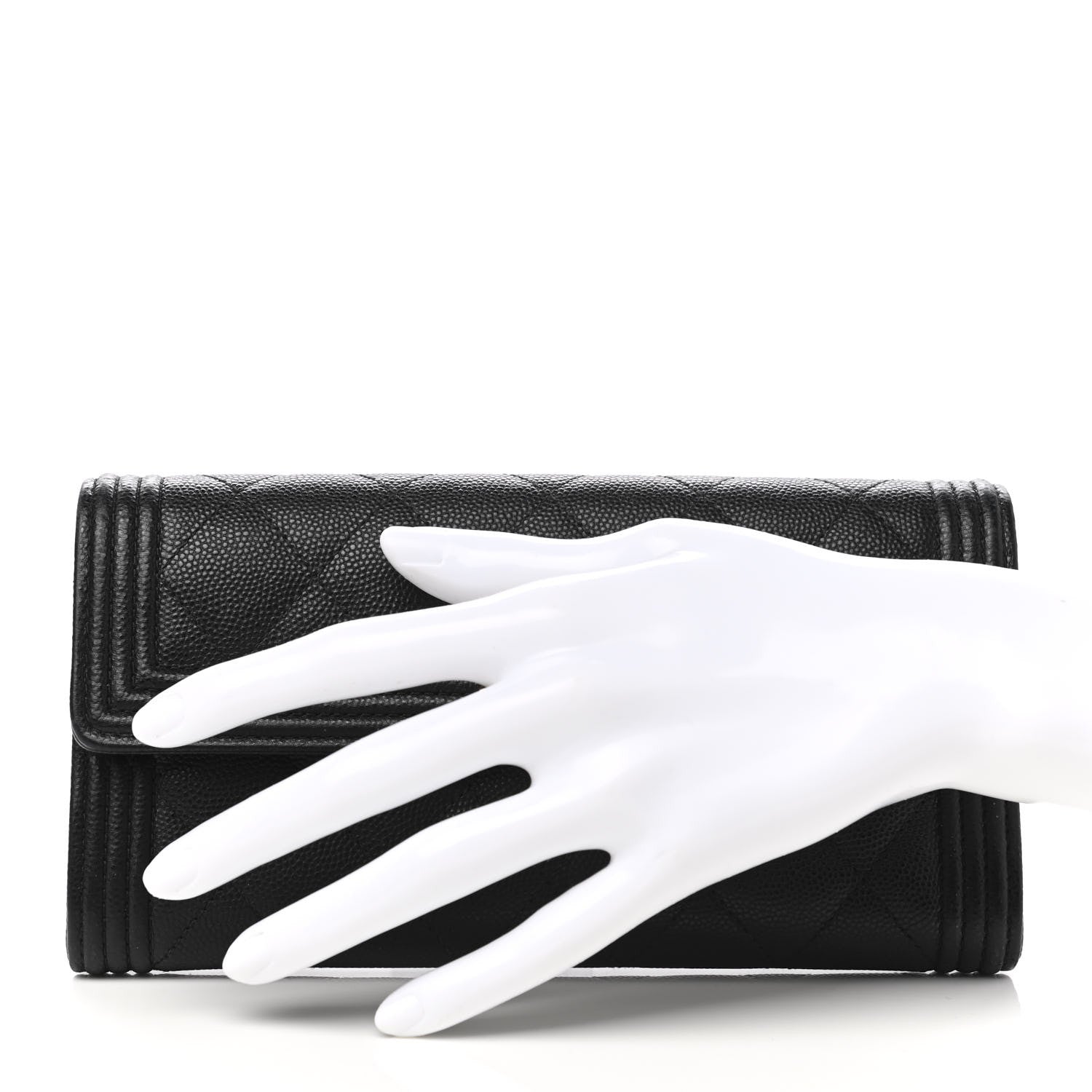 Chanel Caviar Quilted Long Boy Flap Wallet Black 2 of 9