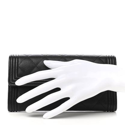 Chanel Caviar Quilted Long Boy Flap Wallet Black 2 of 9