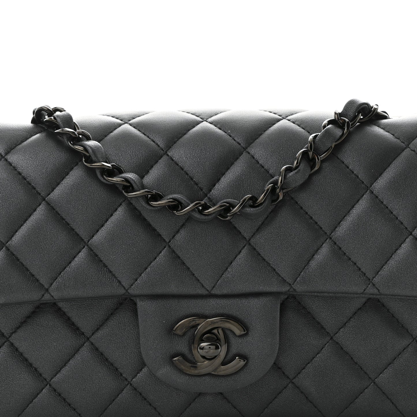 Lambskin Quilted Mini Rectangular Flap So Black