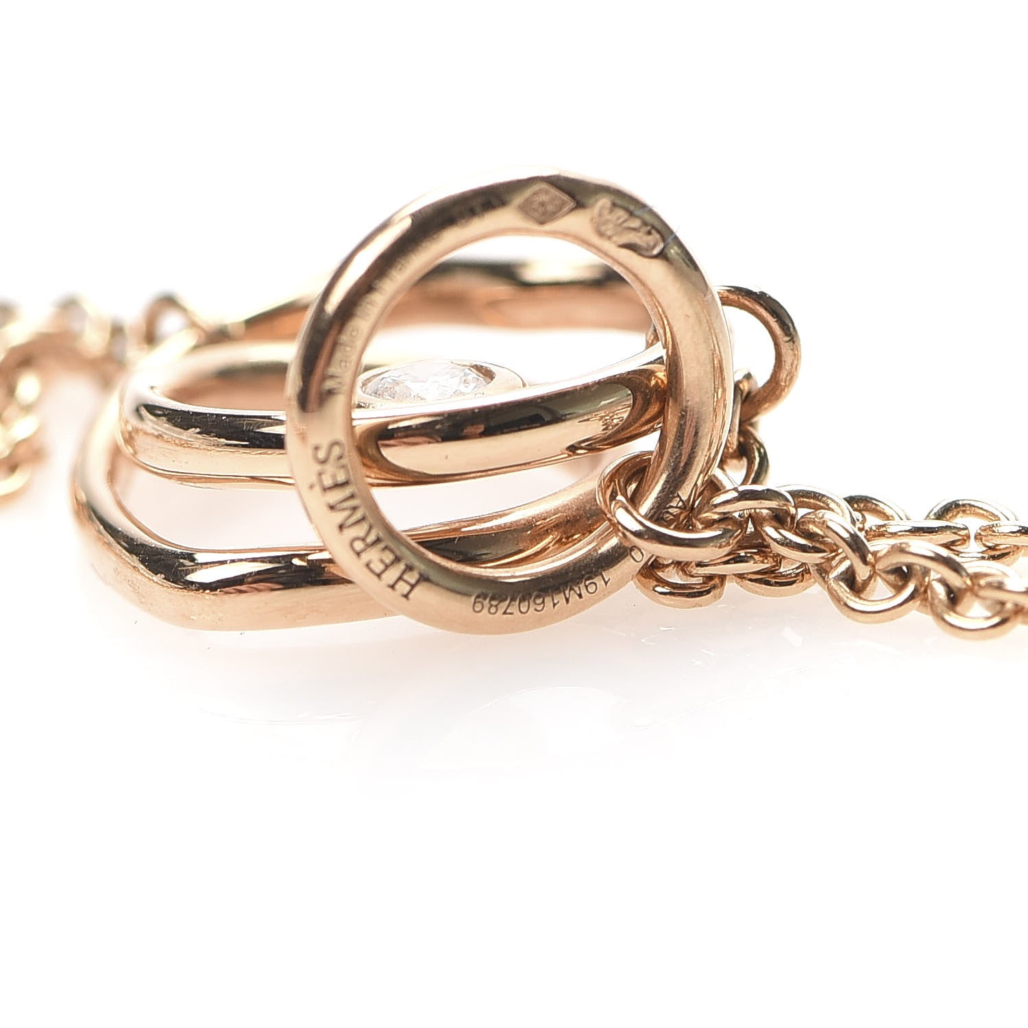 Hermes 18K Rose Gold Diamond TPM Vertige Coeur Necklace ST 6 of 7