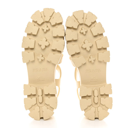 Prada Foam Rubber Metal Triangle Logo Monolith 55mm Cage Sandals 41 Quarzo 6 of 14