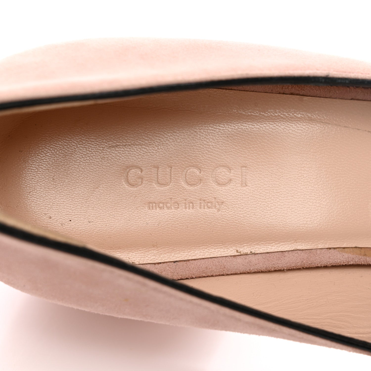 Gucci Kid Scamosciato GG Marmont Fringe 50mm Loafer Pumps 37.5 Crystal Pink 7 of 11