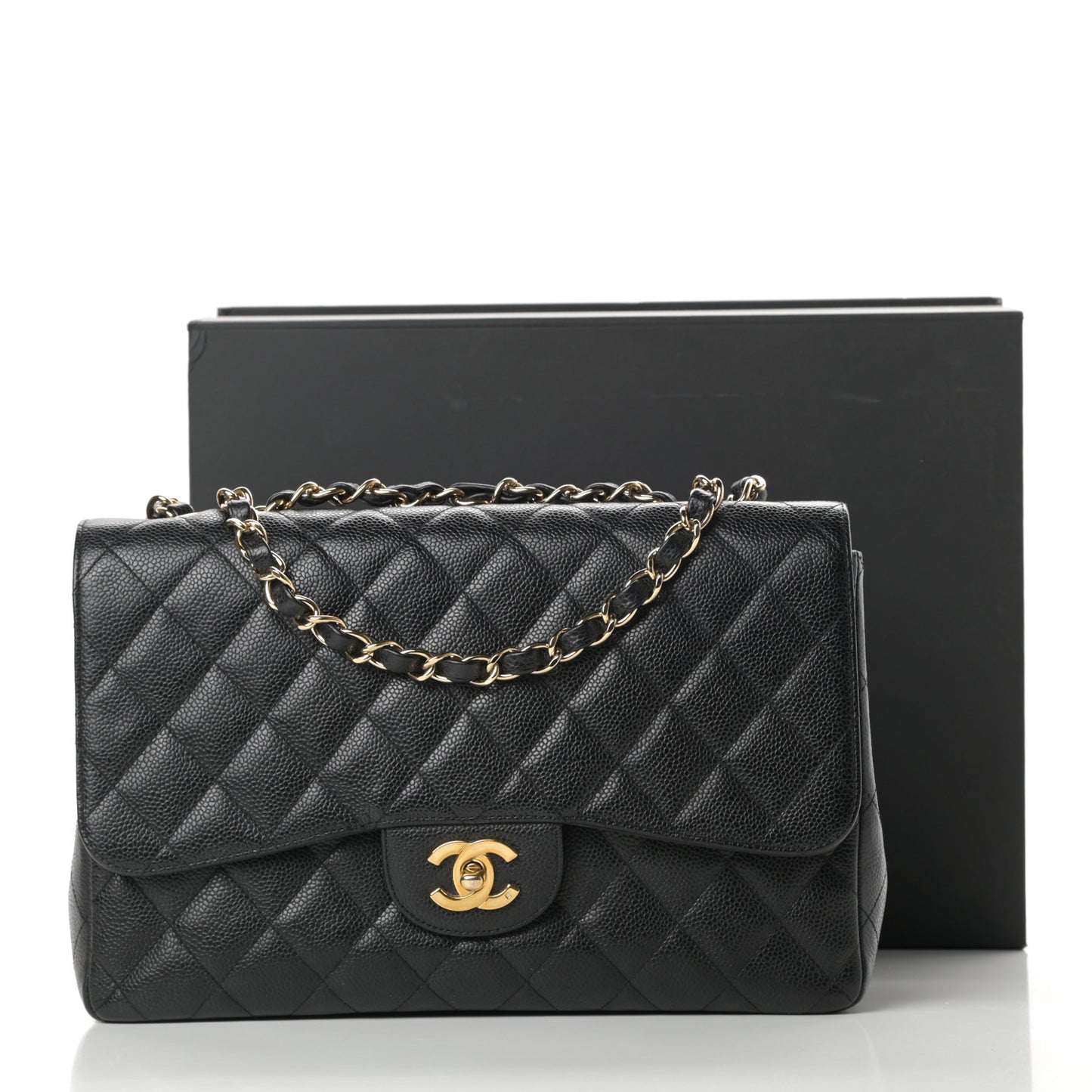 Caviar Quilted Jumbo Single Flap Black