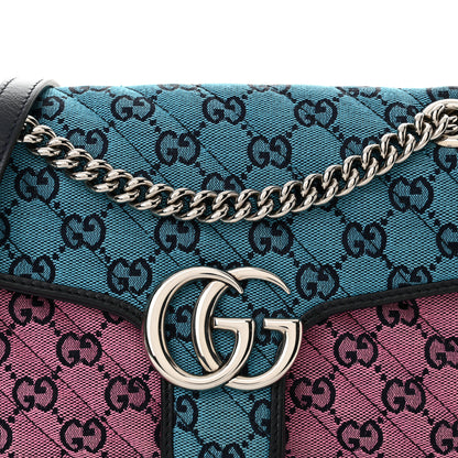 Gucci Monogram Multicolor Matelasse Diagonal Small GG Marmont Shoulder Bag Light Blue Pink Blue Green Red 8 of 11