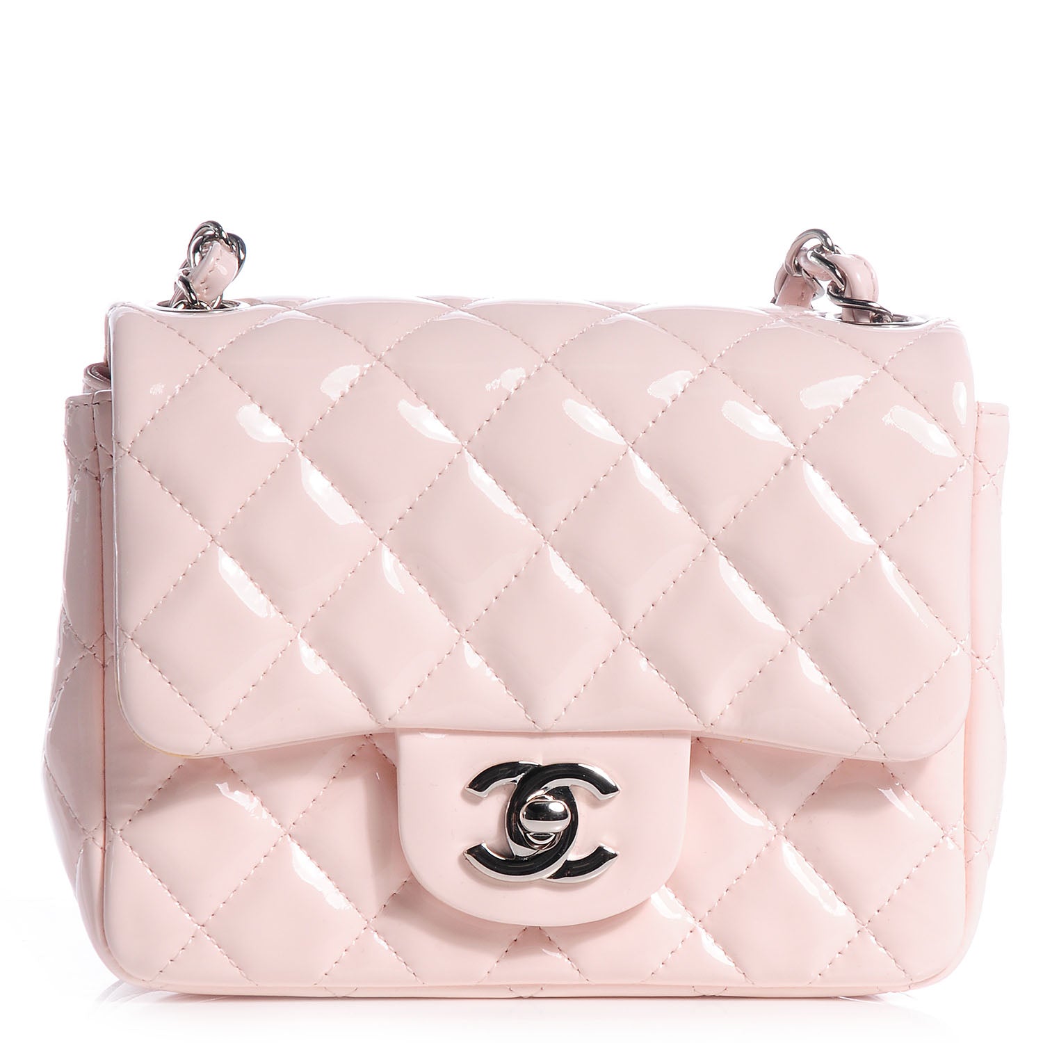 Chanel Patent Quilted Mini Square Flap Light Pink 1 of 10