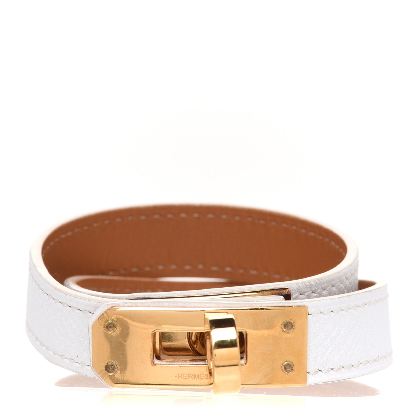 Epsom Kelly Double Tour Bracelet S White