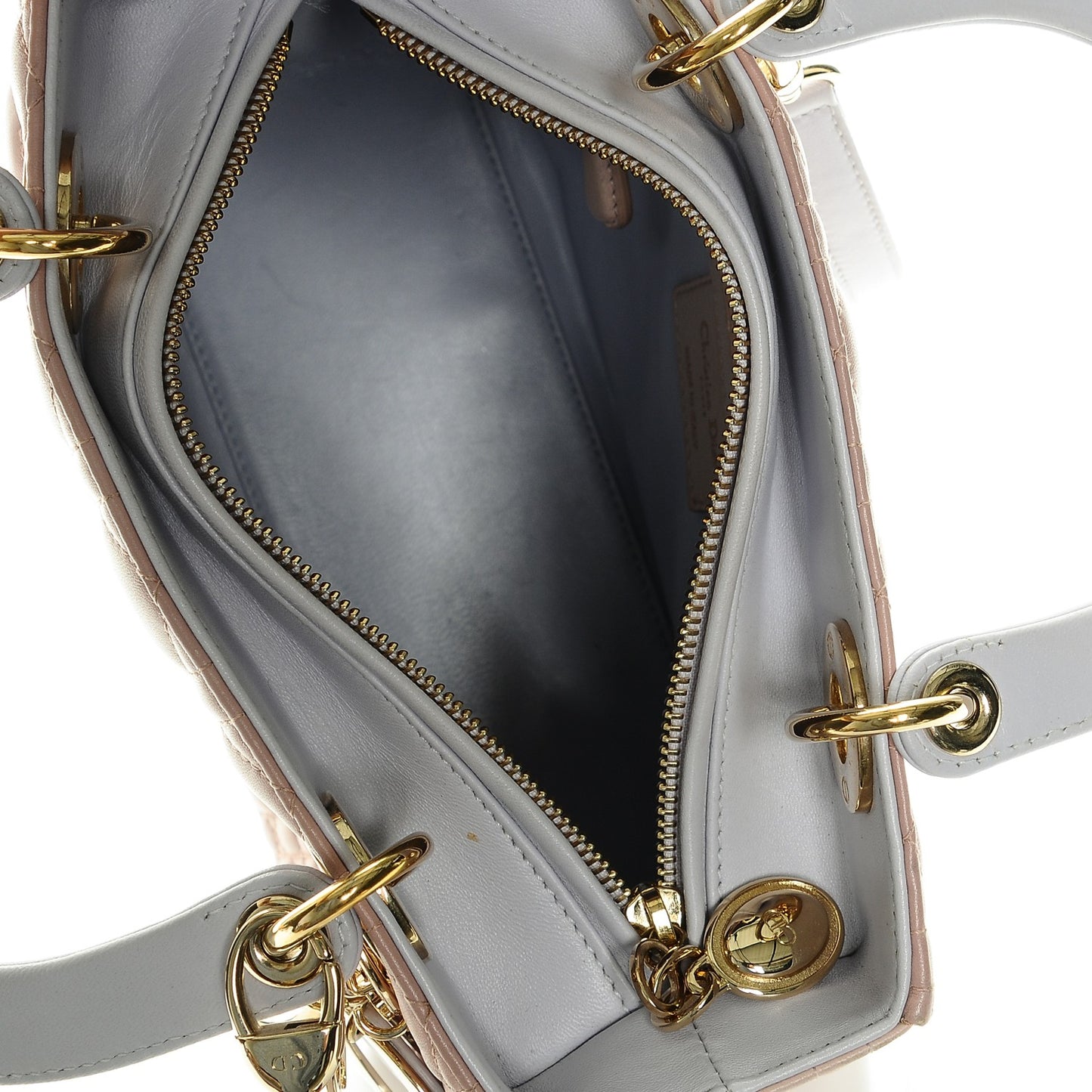 Lambskin Cannage Medium Tri-Color Lady Dior Rose Pale