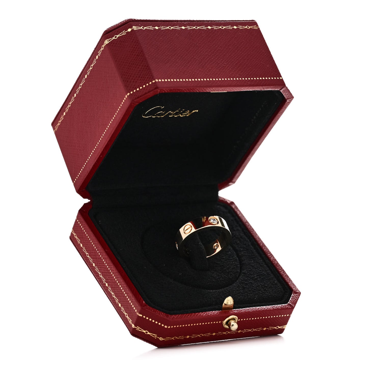 18K Yellow Gold 3 Diamond 5.5mm LOVE Ring 56 7.75
