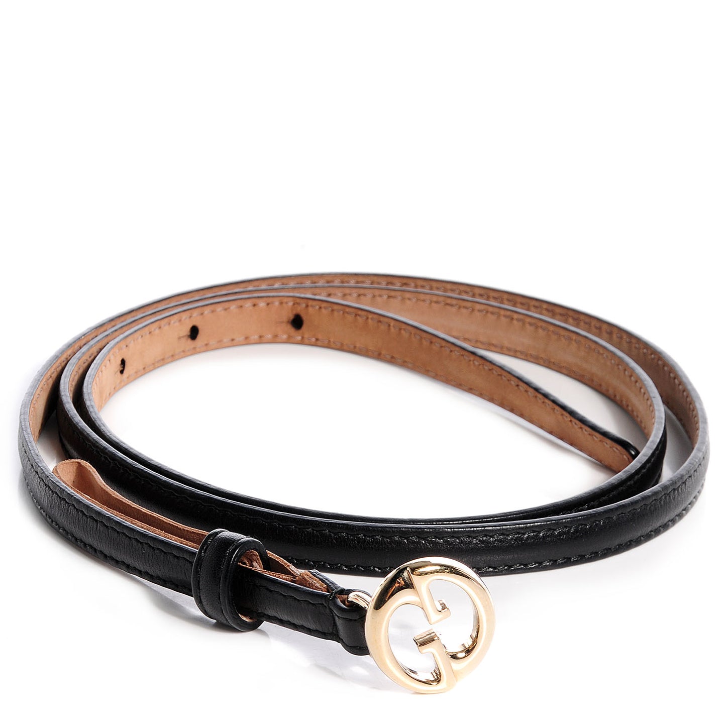 Leather 1973 Buckle Skinny Belt Black 95 38