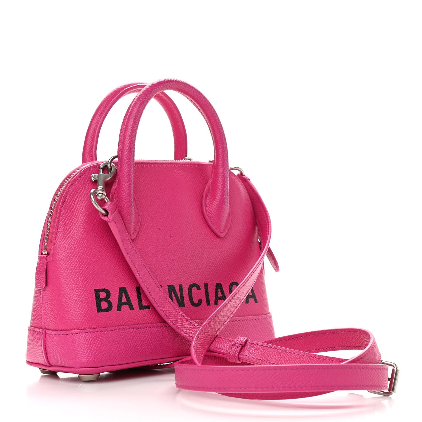Signature Grained Calfskin Logo XXS Ville Top Handle Bag Fuchsia