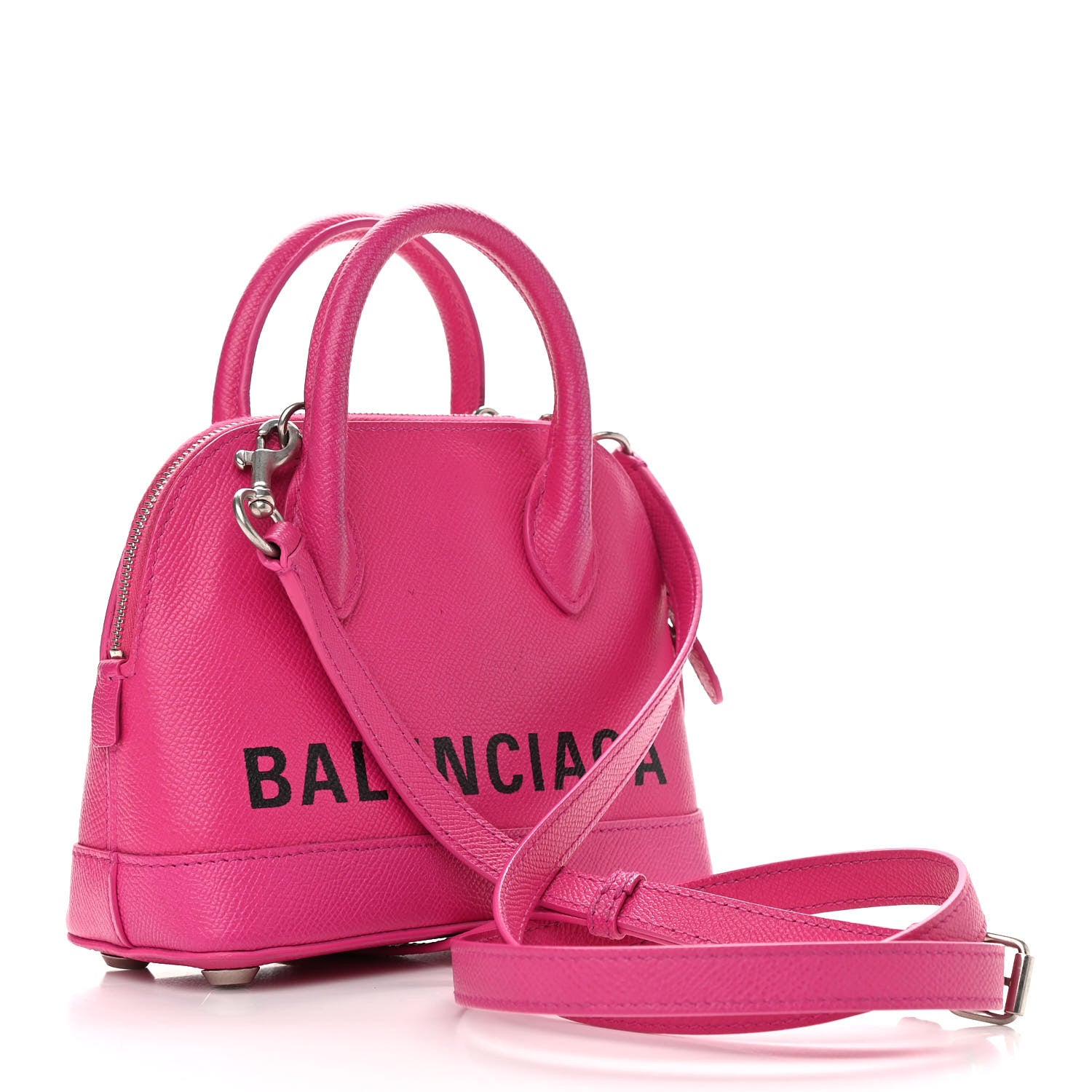 Balenciaga Signature Grained Calfskin Logo XXS Ville Top Handle Bag Fuchsia 3 of 11