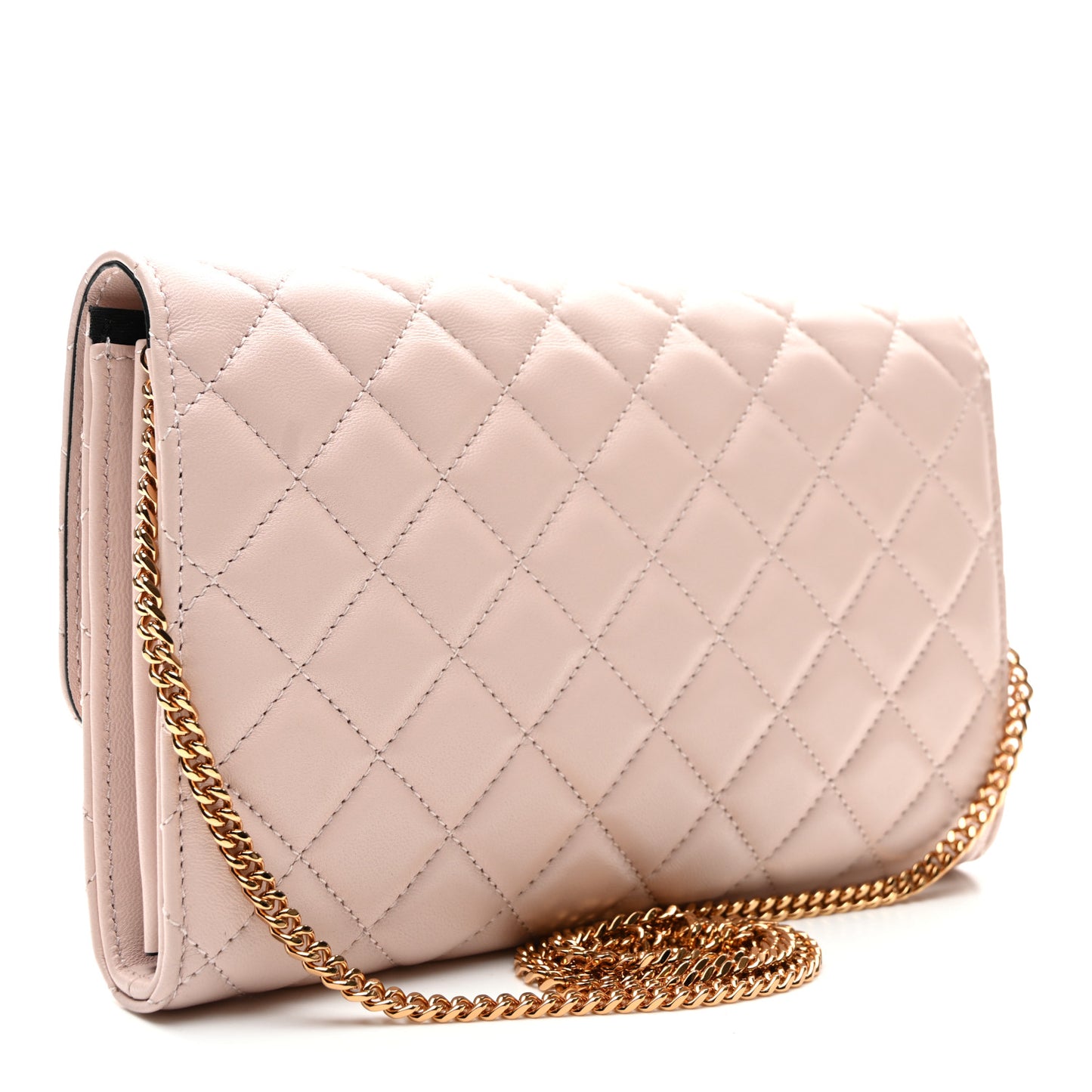 Lambskin Quilted Medusa Wallet on Chain Crossbody Light Pink
