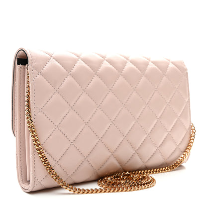 Versace Lambskin Quilted Medusa Wallet on Chain Crossbody Light Pink 3 of 10