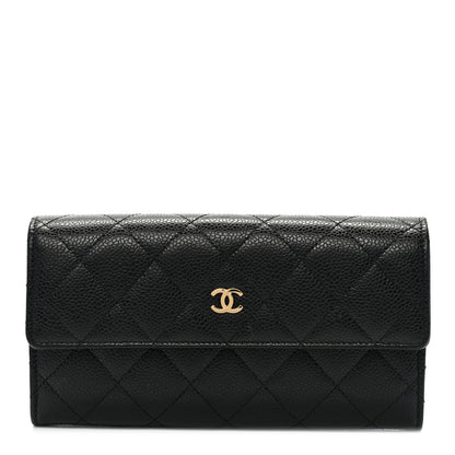 Chanel Caviar Quilted Large Gusset Flap Wallet Black 1 of 8