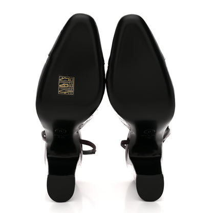 Chanel Patent Calfskin Crocodile Embossed Cap Toe CC Slingback Pumps 41 Dark Burgundy Black 6 of 10