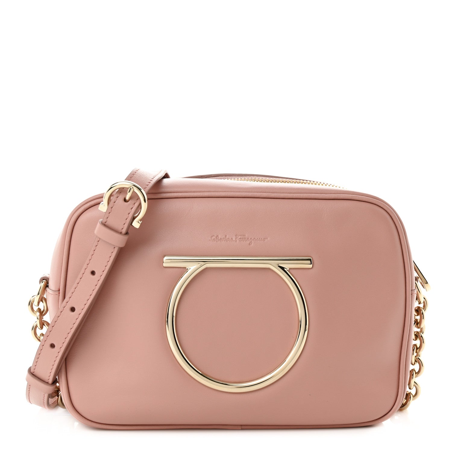 Salvatore Ferragamo Calfskin Vela Camera Crossbody Bag Antique Rose 1 of 9