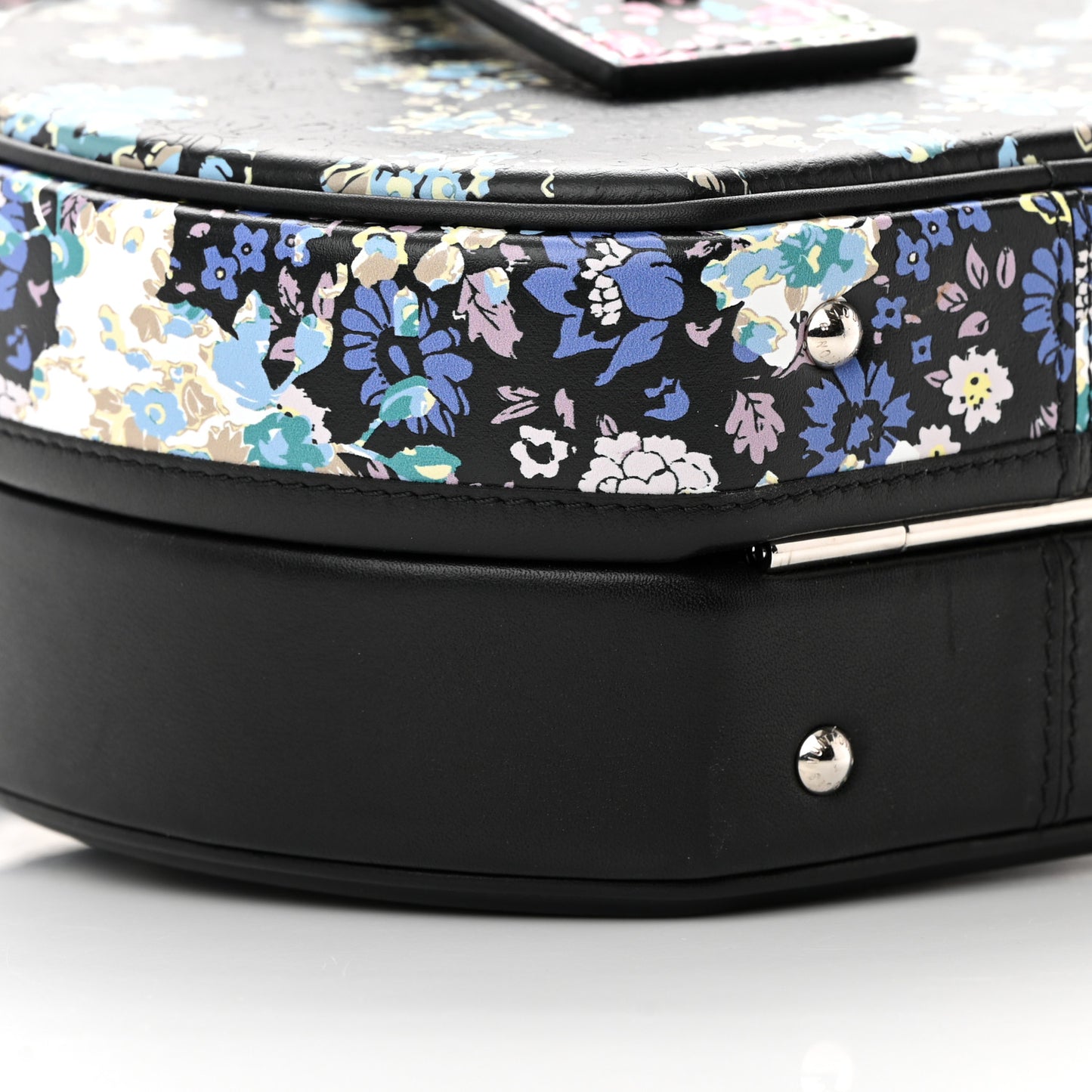 Calfskin Floral Print Petite Boite Chapeau Black