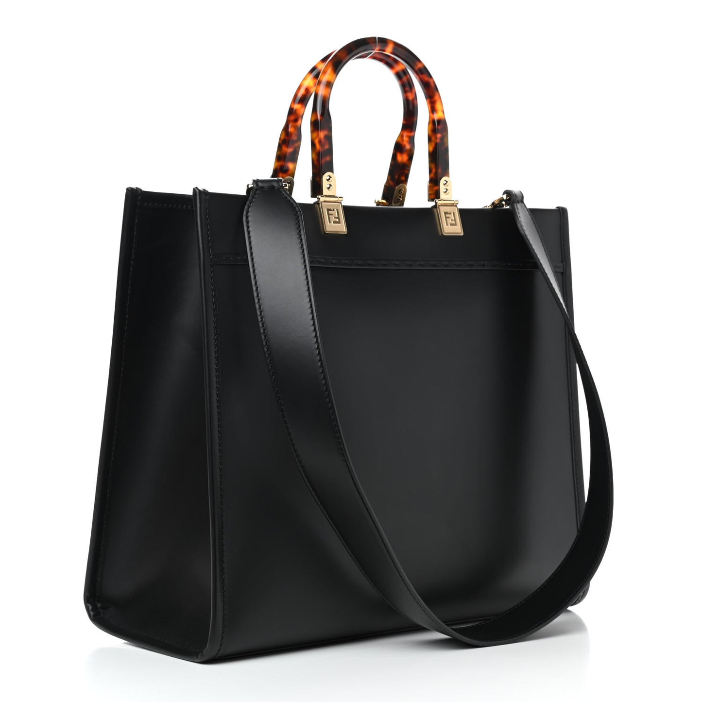 Vitello King Plexiglass Medium Fendi Sunshine Shopper Tote Black