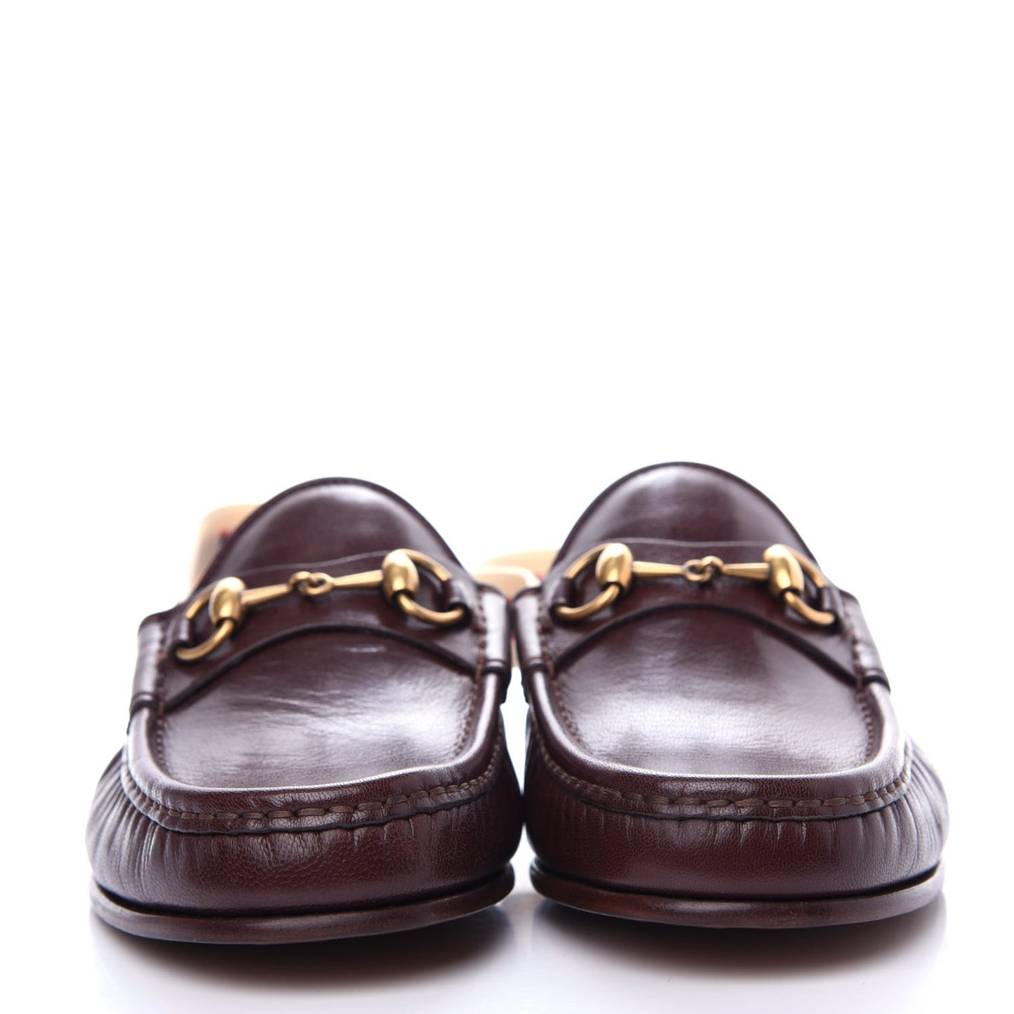 Goatskin Stripe Mens Horsebit Slingback Slippers 7 Brown