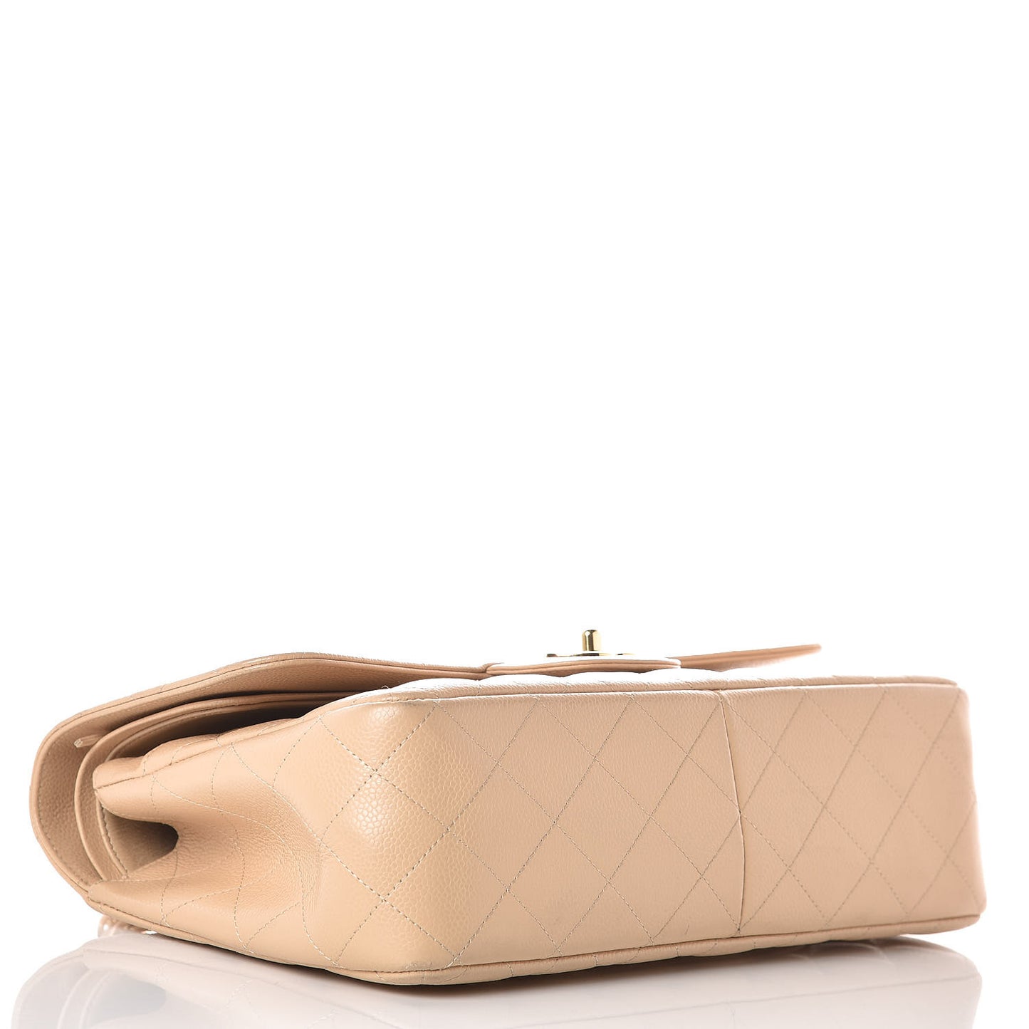 Caviar Quilted Jumbo Double Flap Beige Clair