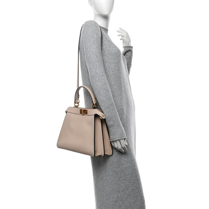 Fendi Vitello Seta Shiny Nappa Plexiglass Medium Peekaboo I SEE U Satchel Poudre 2 of 11