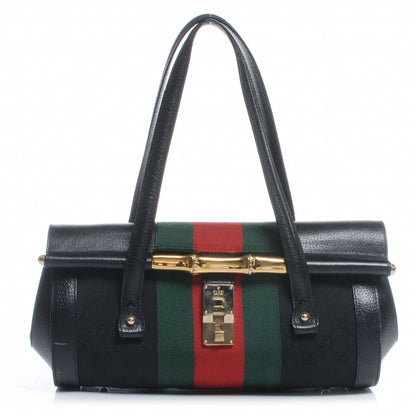 Gucci Calfskin Web Bamboo Bullet Satchel 1 of 7