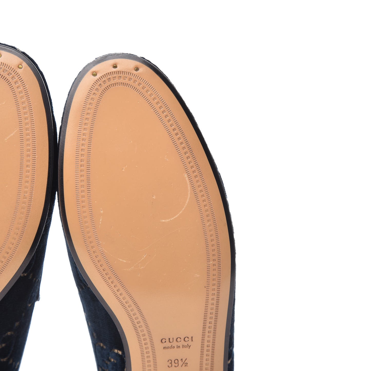Velvet GG Monogram Horsebit Womens Jordaan Loafers 39.5 Blue Beige