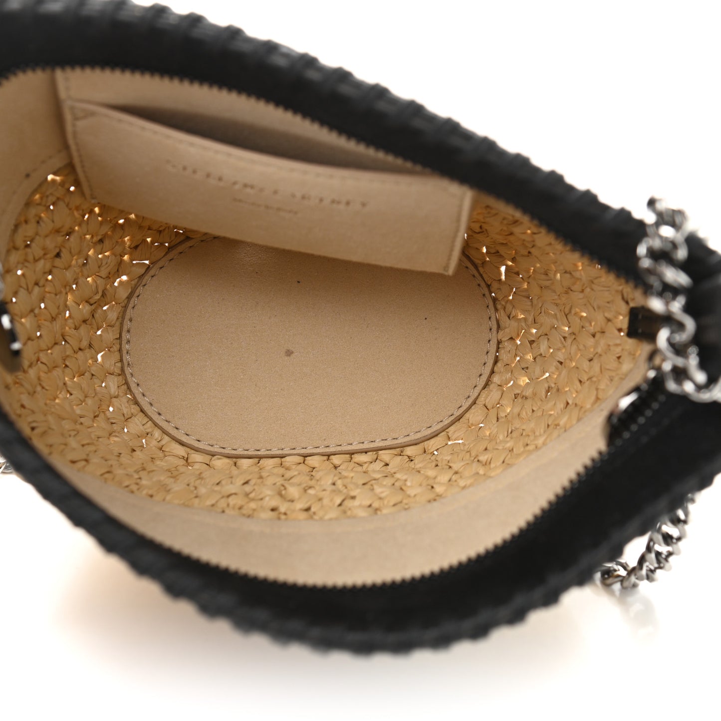 Raffia Falabella Small Half & Half Shoulder Bag Black