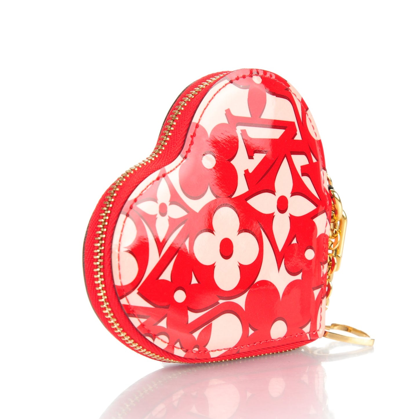 Patent Sweet Monogram Coeur Heart Coin Purse Pomme D'Amour