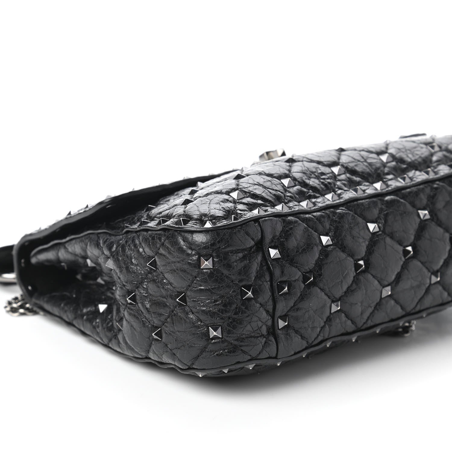 Valentino Garavani Craquele Nappa Medium Rockstud Spike Shoulder Bag Black 6 of 10