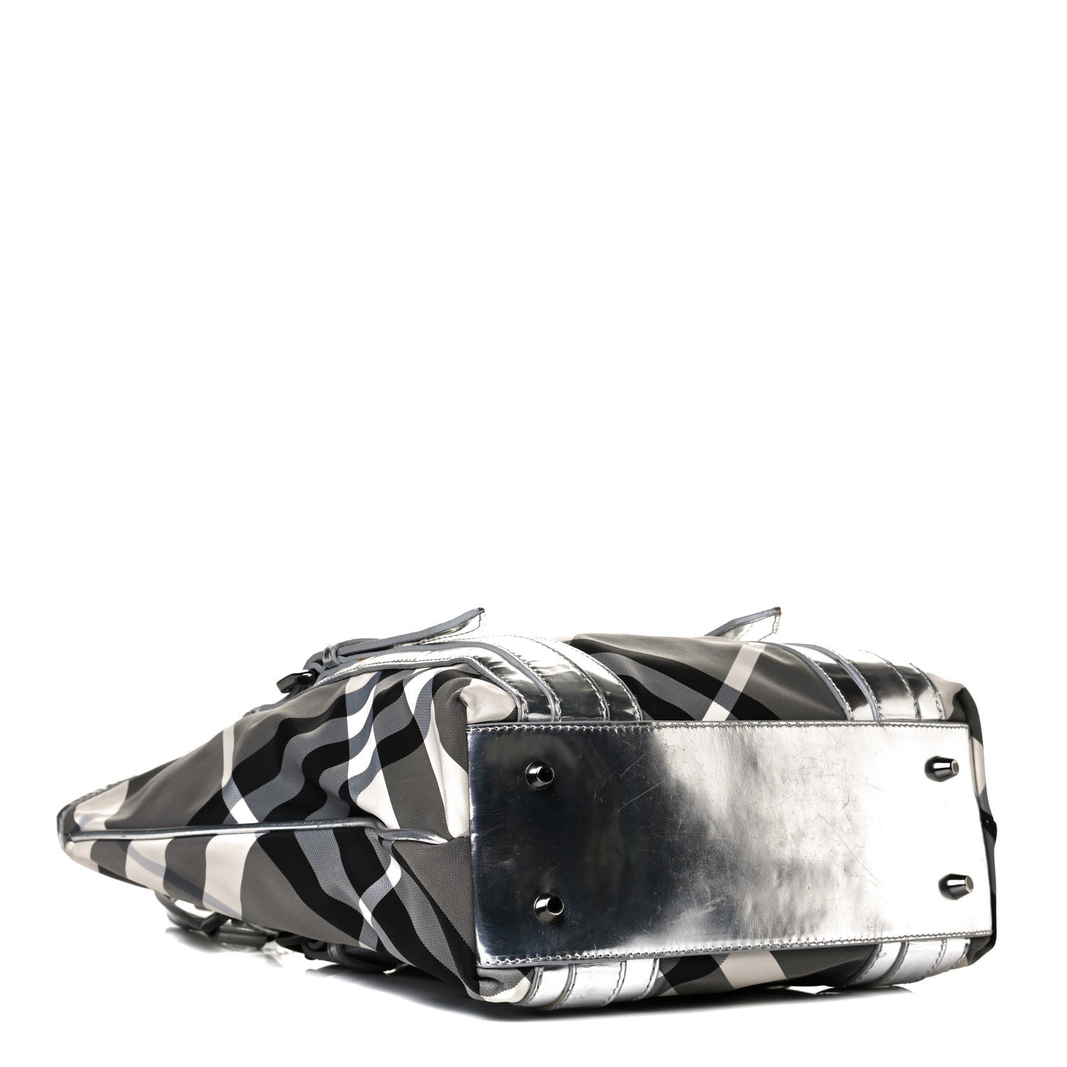 Burberry Nylon Beat Check Small Victoria Tote Silver 3 of 9