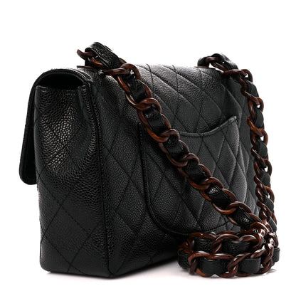 Chanel Caviar Quilted Tortoise Medium Single Flap Black 3 of 11