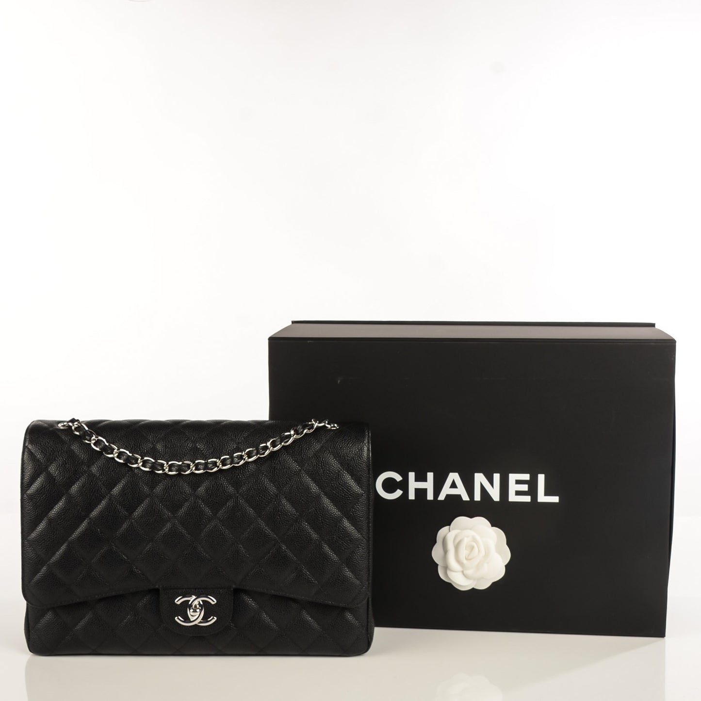 Caviar Quilted Maxi Double Flap Black