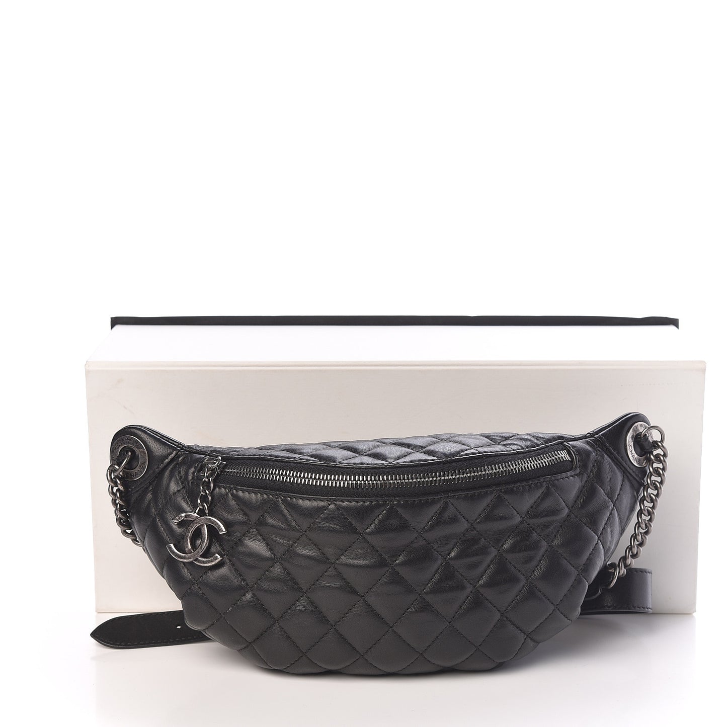 Calfskin Quilted Belt Me Up Waist Bag Black