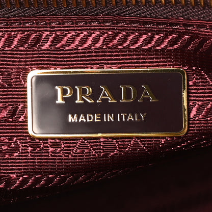 Prada Glossy Calfskin Triangle Large Bonnie Shoulder Bag Bordeaux 6 of 9