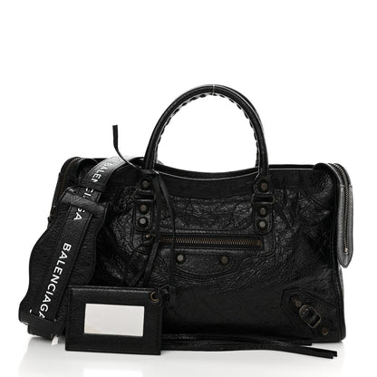 Balenciaga Agneau Classic Hardware S City Logo Strap Black White 3 of 14