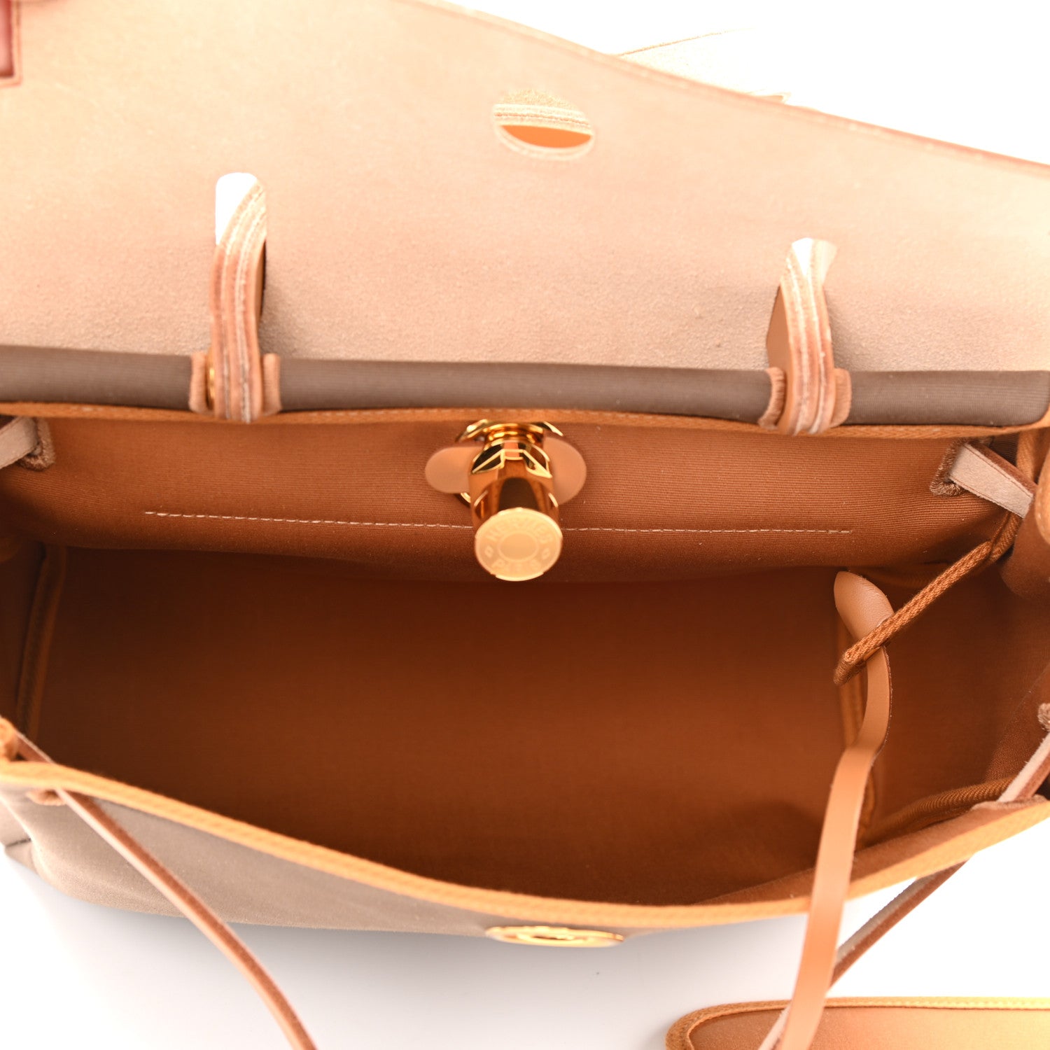 Hermes Vache Hunter Toile Herbag Zip 31 PM Etoupe Dune Fauve 6 of 12