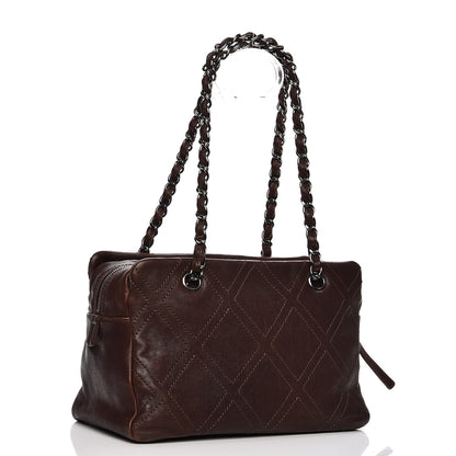 Chanel Calfskin Small Diamond Stitch Tote Dark Brown 3 of 12