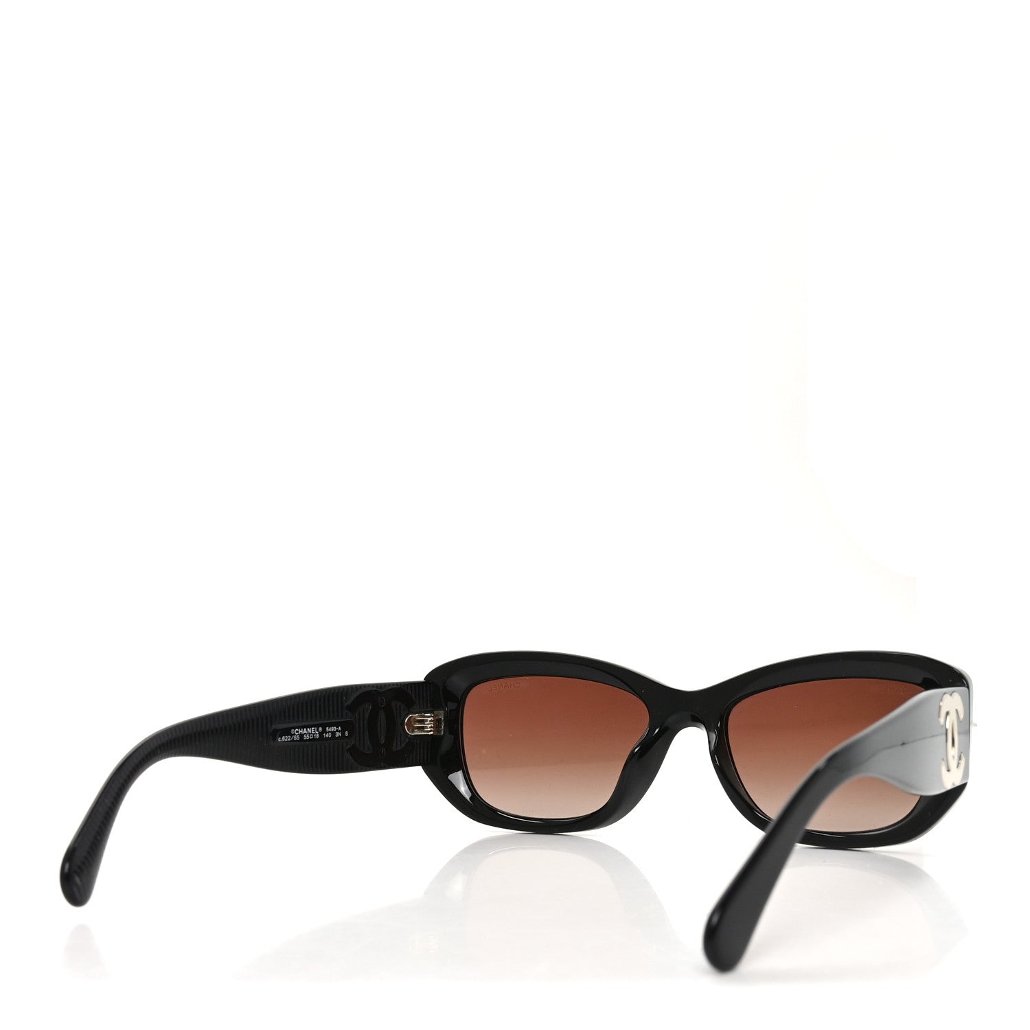 Chanel Acetate Rectangle Sunglasses 5493-A Black Brown 4 of 7