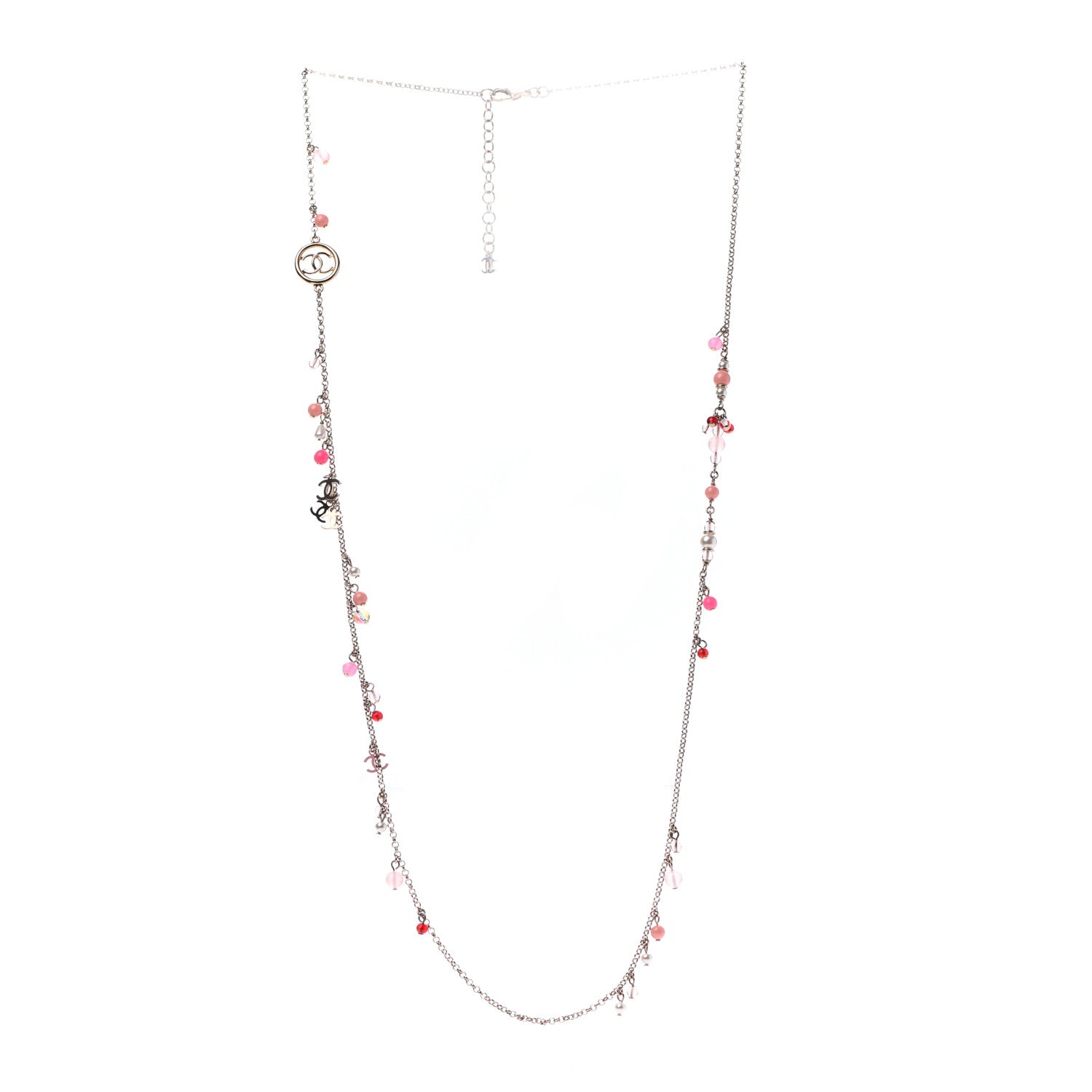 Chanel Resin Bead Pearl CC Long Necklace Gold Red Pink 2 of 4