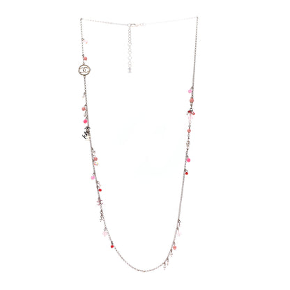 Chanel Resin Bead Pearl CC Long Necklace Gold Red Pink 2 of 4