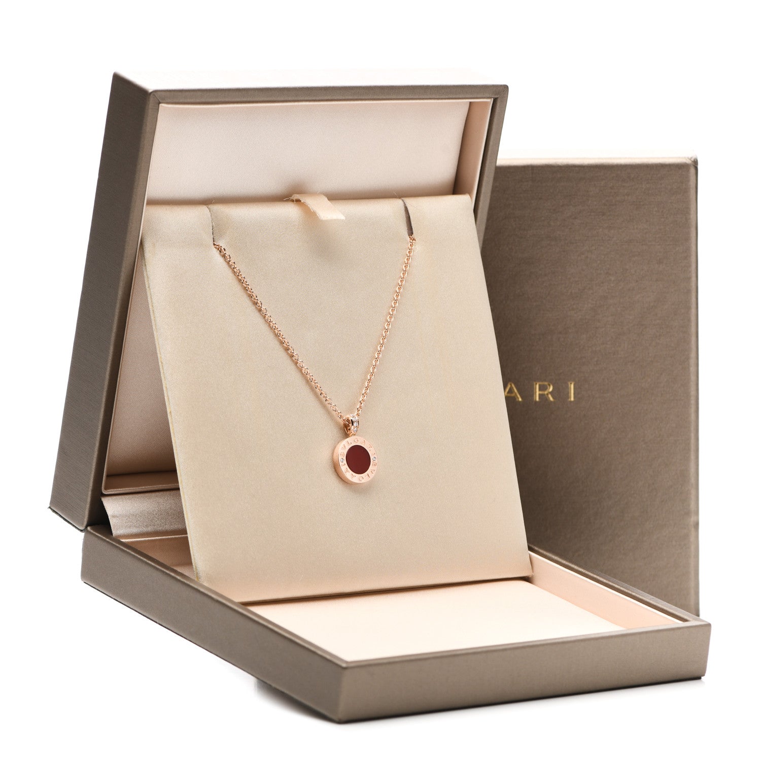 Bulgari 18K Rose Gold Diamond Mother of Pearl Carnelian BVLGARI BVLGARI Pendant Necklace 9 of 9