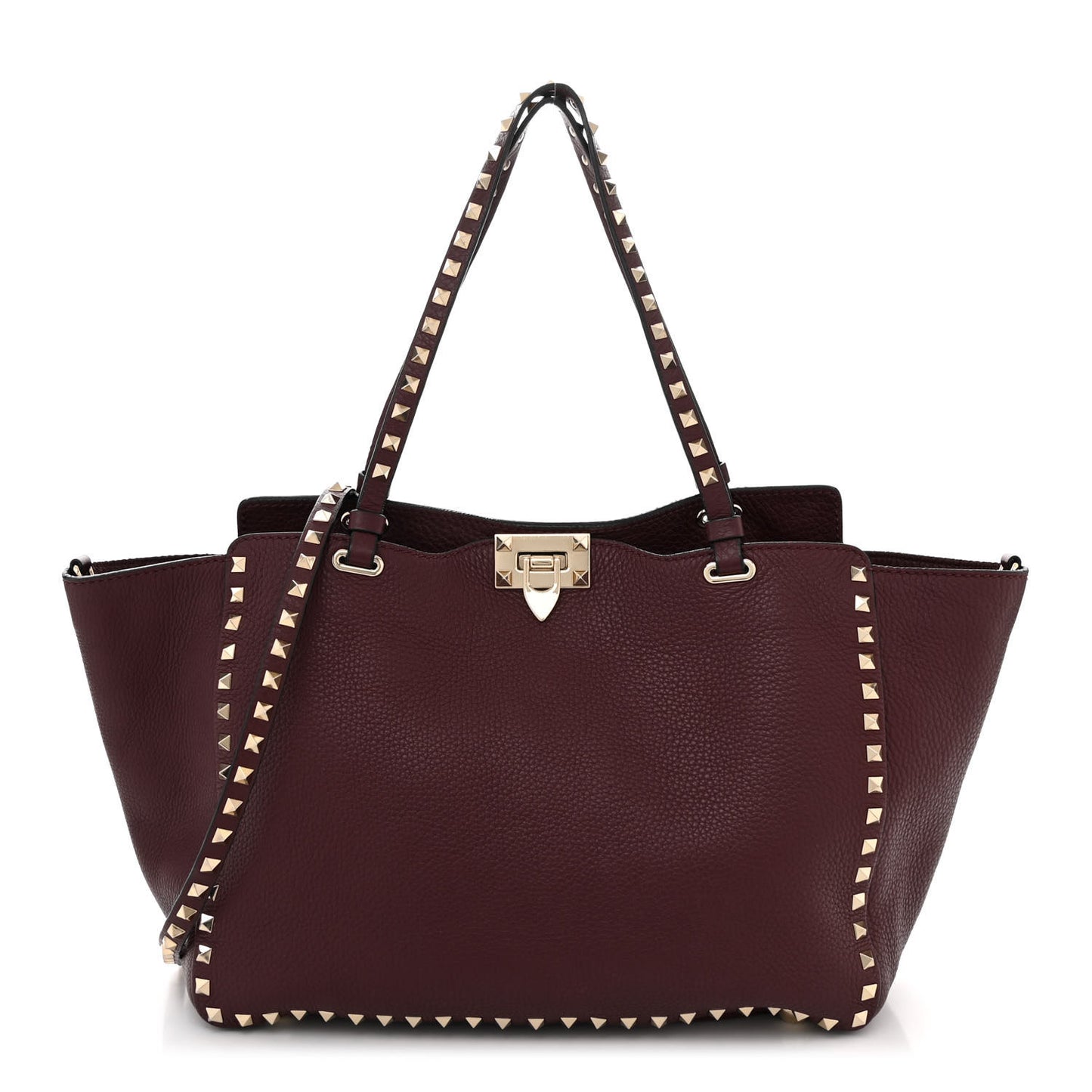 Pebbled Calfskin Medium Rockstud Tote Rubin