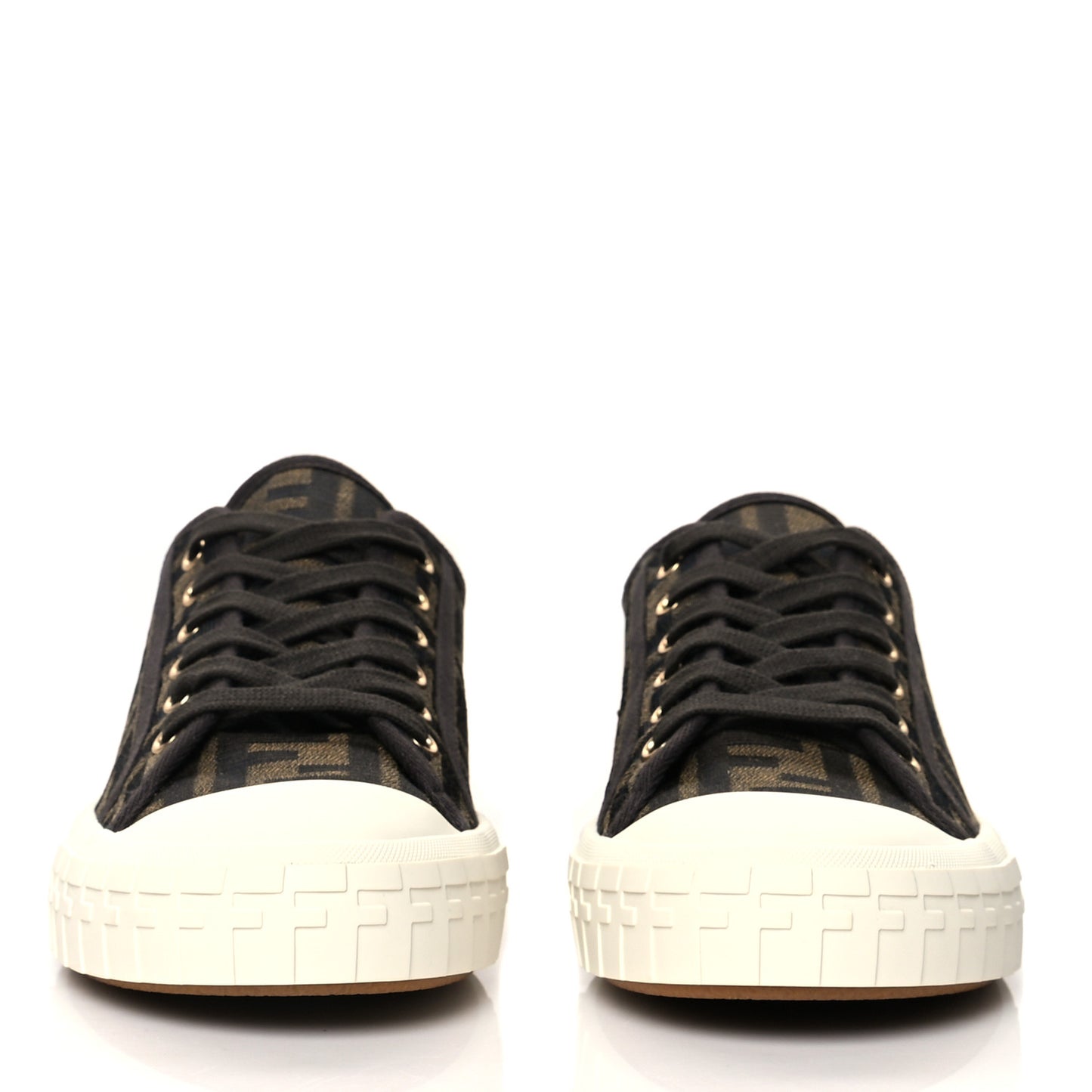 Fabric Jacquard FF Womens Domino Low Top Sneakers 39 Tobacco