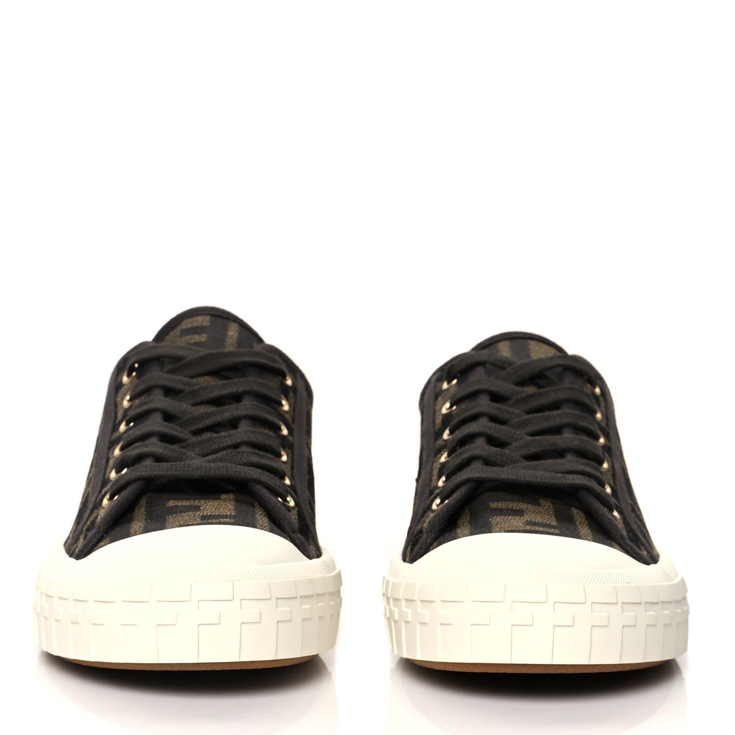 Fendi Fabric Jacquard FF Womens Domino Low Top Sneakers 39 Tobacco 2 of 9