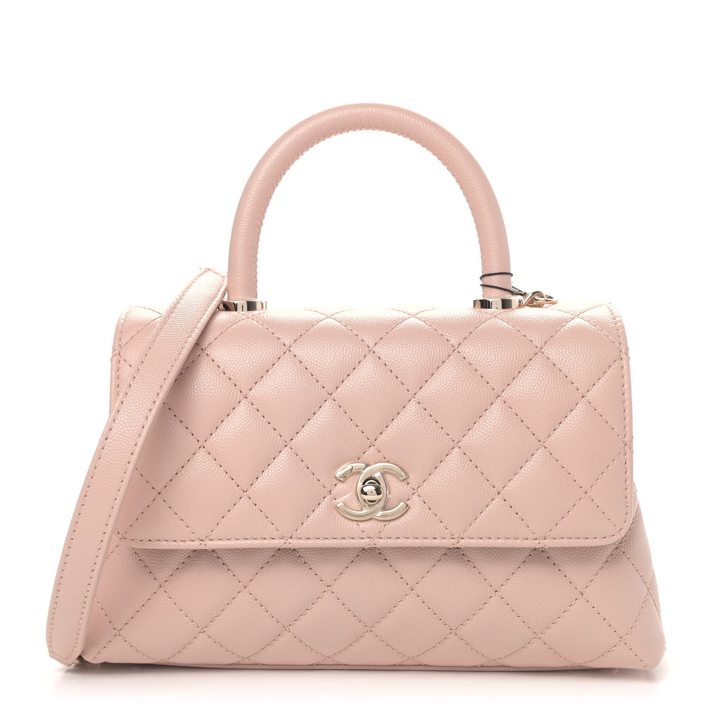 Caviar Quilted Mini Coco Handle Flap Light Pink