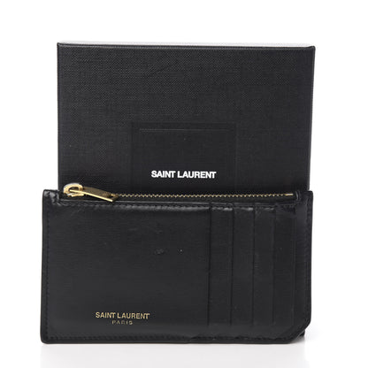 Saint Laurent Calfskin 5 Fragments Zip Pouch Card Holder Black 7 of 7