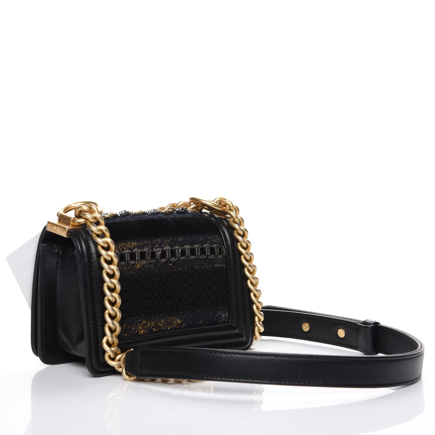 Lambskin Tweed Mini Boy Flap Black