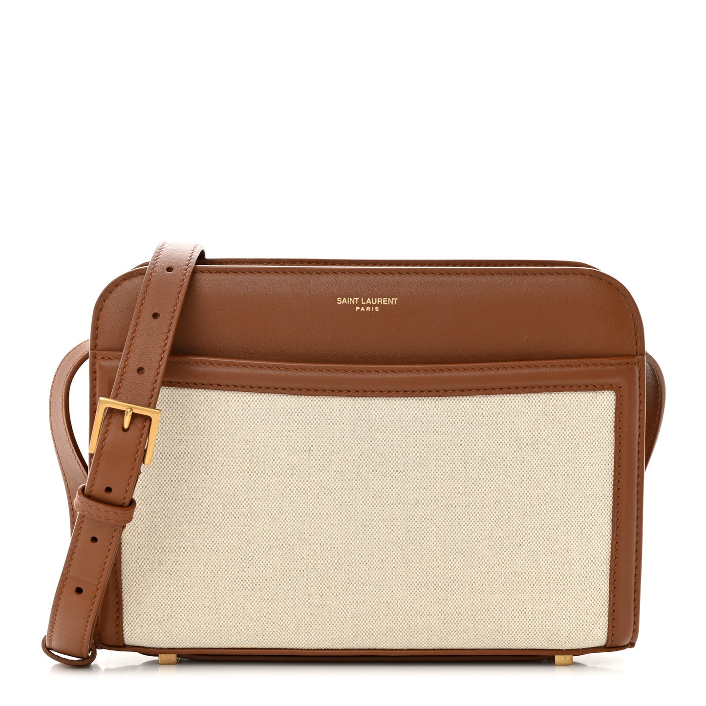 Canvas Calfskin Reverse Satchel Beige Brick